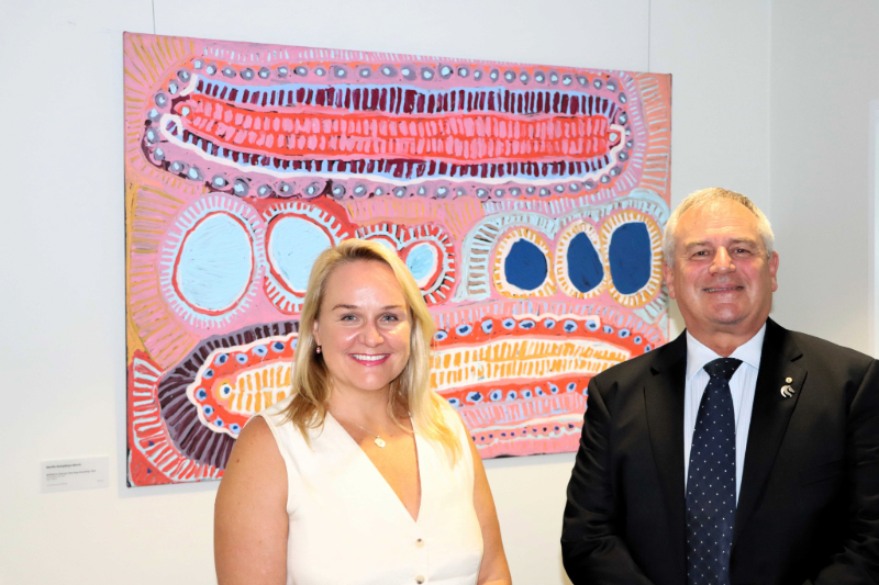 Lord Mayor Nuatali Nelmes and Vice Chancellor Professor Alex Zelinsky celebrate the new partnership