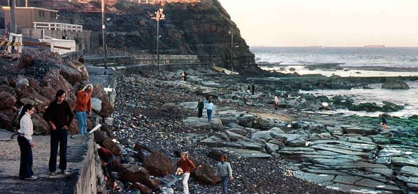 Beach erosion in the 1970s removed virtually all beach sand from Bar Beach exposing the bedrock.