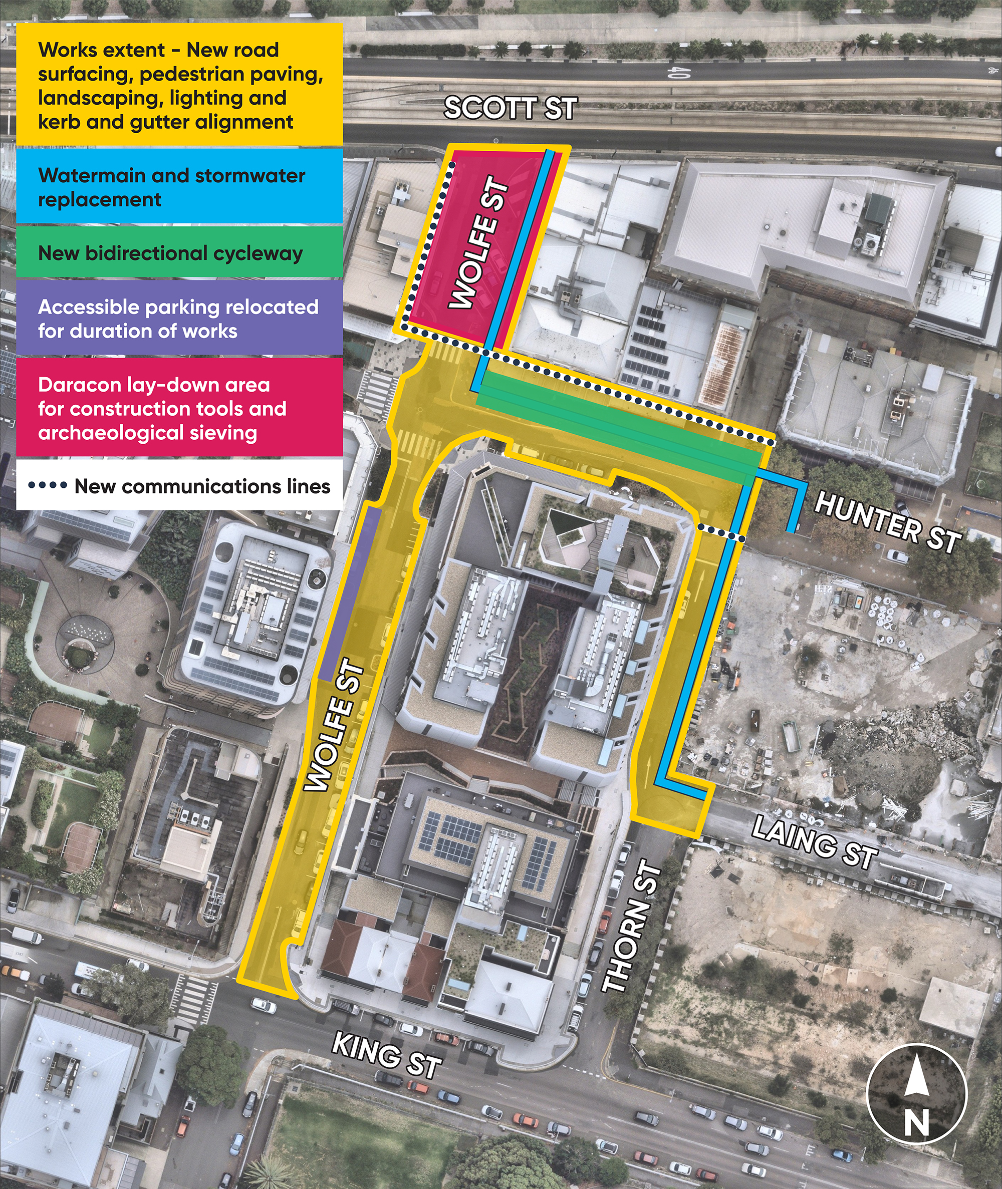 Map showing what works are included in phase 3 works, East End