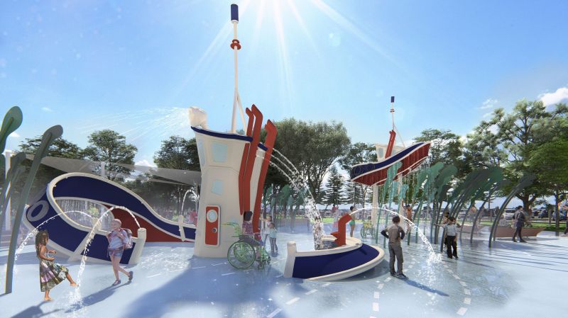 Artist's impression of the waterplay area to be built at Foreshore Park.