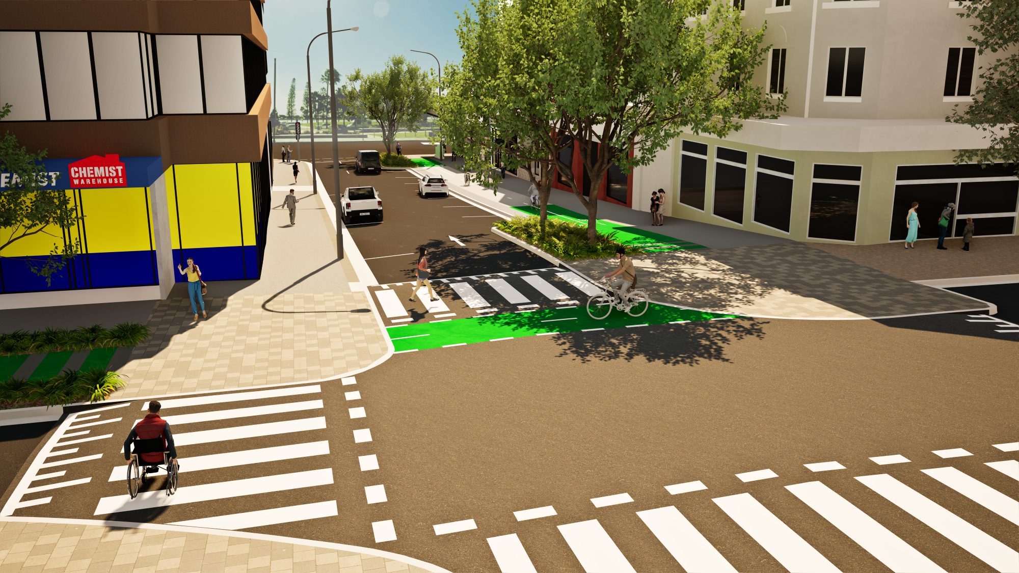 Newcomen Street, looking north from the intersection at Hunter Street.