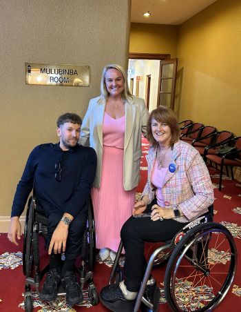 Paralympian Dylan Alcott, Lord Mayor Nuatali Nelmes and NSW Parliamentary Secretary for Disability Inclusion Liesl Tesch at City of Newcastle's Count Us In festival last year.