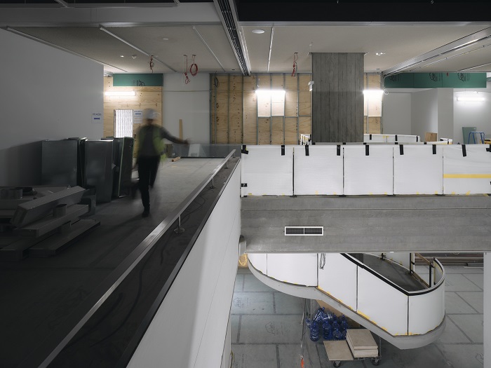 Image showing the work underway to renew the existing building, including the iconic curved staircase