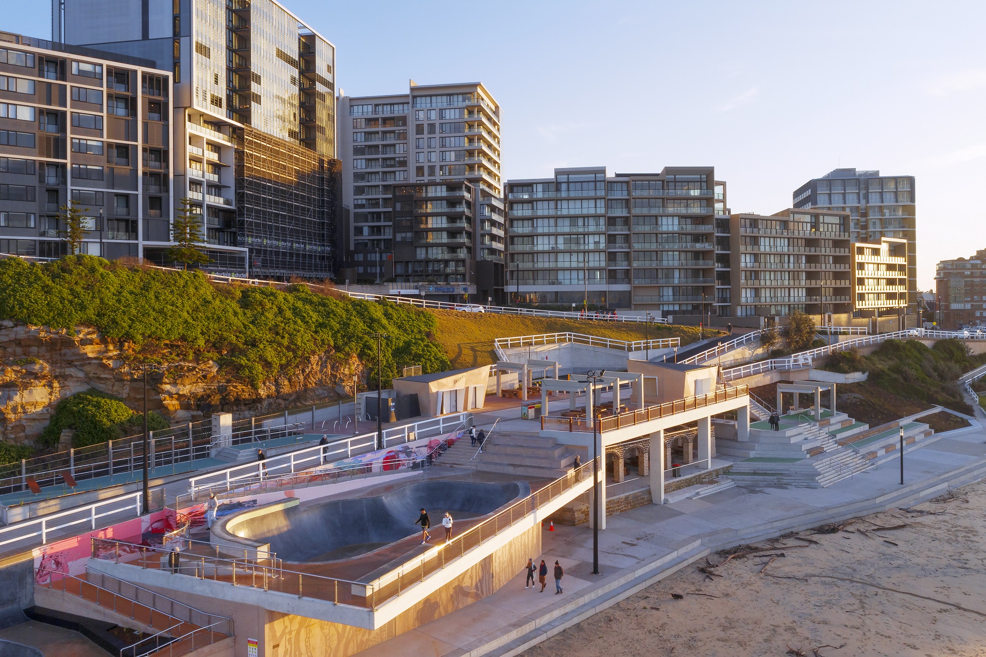 Image showing the upgraded Bathers Way including the new skate park