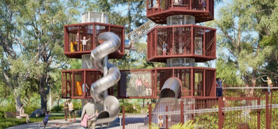 Construction of landmark inclusive playspace at Foreshore Park swings into action