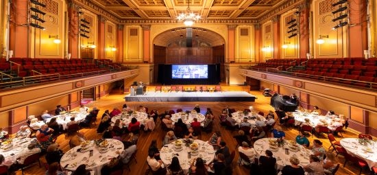 Concert Hall at Newcastle City Hall set up for a corporate event