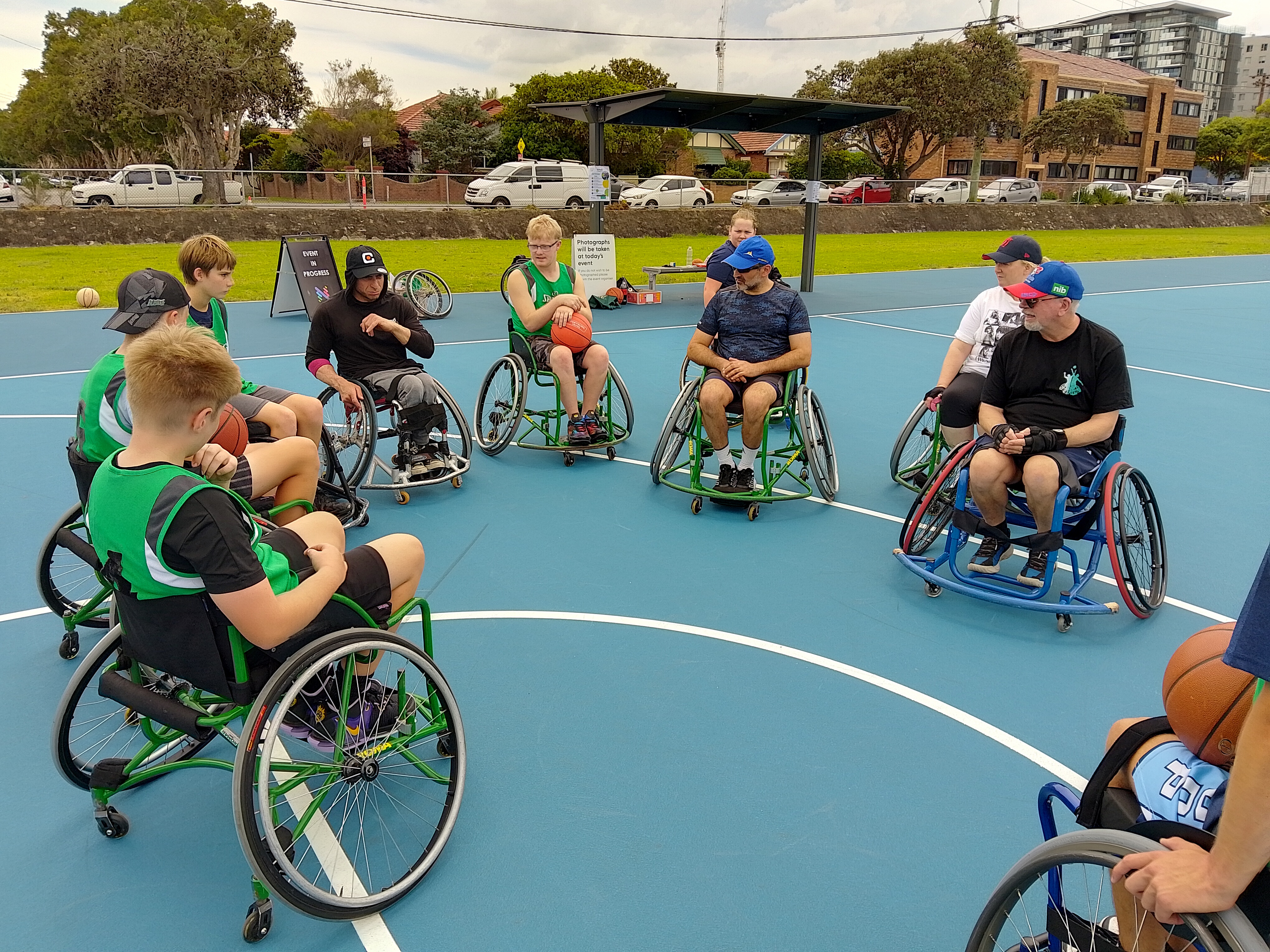 People playing basketball in wheelchairs in Newcastle