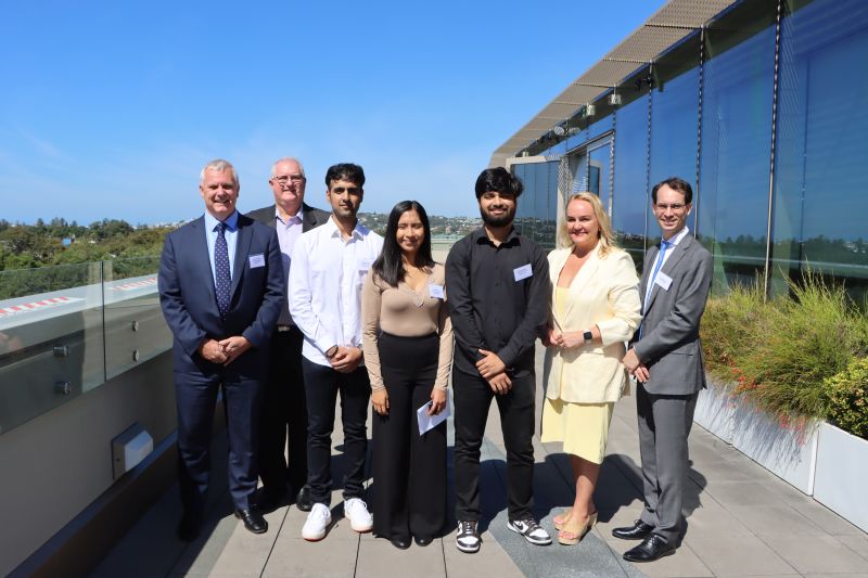 Professor Mark Hoffman Deputy Vice-Chancellor (Academic) University of Newcastle, Roger Hale Director of Customer and Stakeholder Relations, TAFE NSW, Manav Arora, International Student Ambassador, Nataly Soto, International Student Ambassador, Sarthak Birani, International Student Ambassador, Lord Mayor Nuatali Nelmes and Nate Henderson, Associate Director – Policy and Programs, Study NSW.