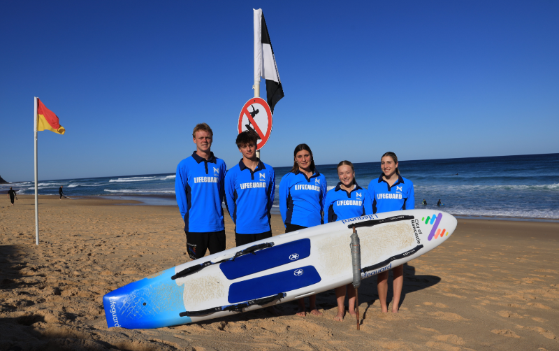 City of Newcastle trainee lifeguards Blake Cook, Xavier Coates, Andie Widseth, Lily Forbes, and Zara Campbell.